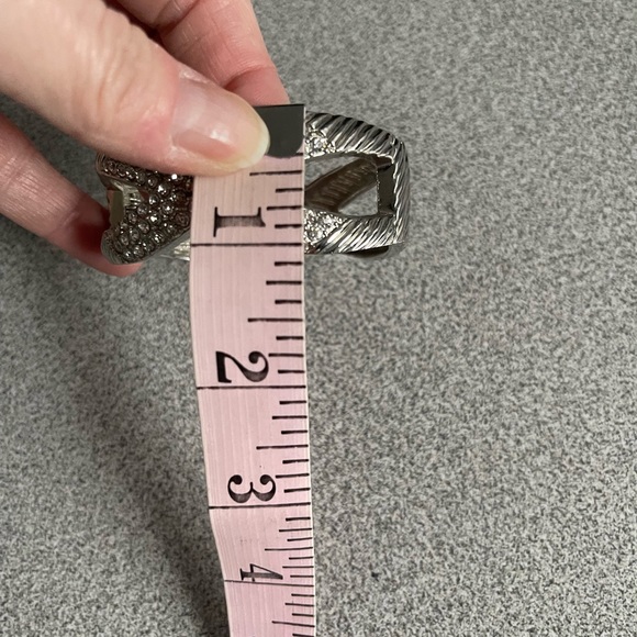 Silver Toned Metal Clear Rhinestone Bracelet - Picture 9 of 9